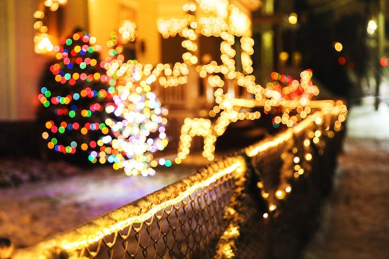 Christmas, Lights, House, Street