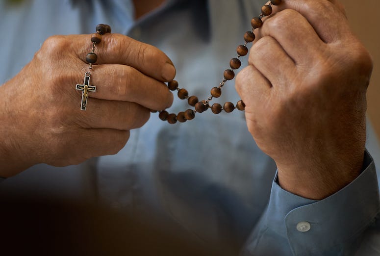 Rosary, Man, Praying, Hands