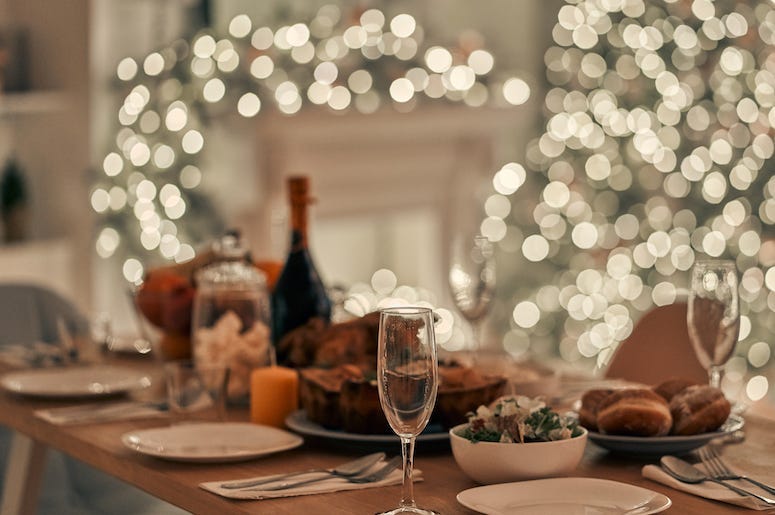 Christmas, Dinner, Decorations, Lights, Pretty, Table