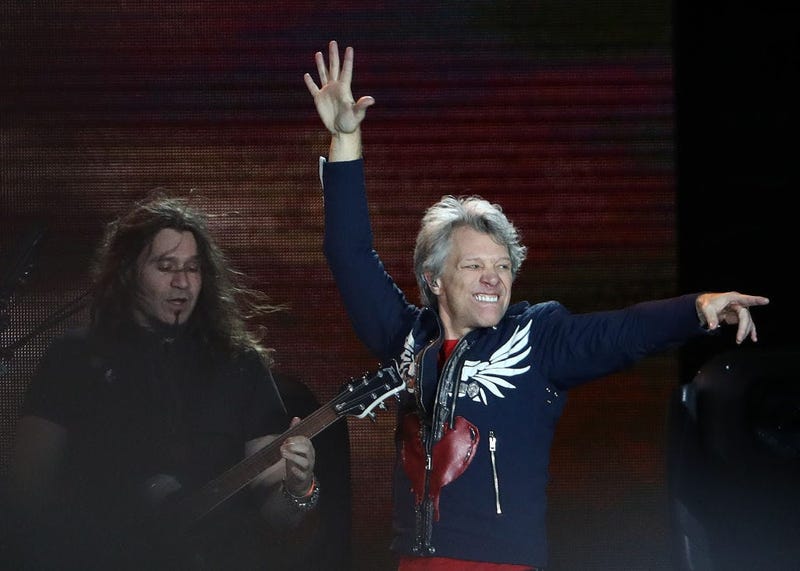 MELBOURNE, AUSTRALIA - DECEMBER 01: Jon Bon Jovi and Phil X perform during the Bon Jovi This House Is Not For Sale Tour 2108, at Melbourne Cricket Ground on December 01, 2018 in Melbourne, Australia. (Photo by Robert Cianflone/Getty Images)