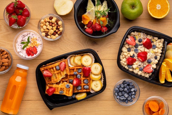 Food in plastic containers.