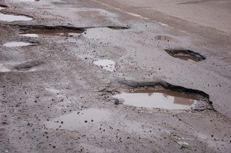 Pothole, Road, Street, Asphalt