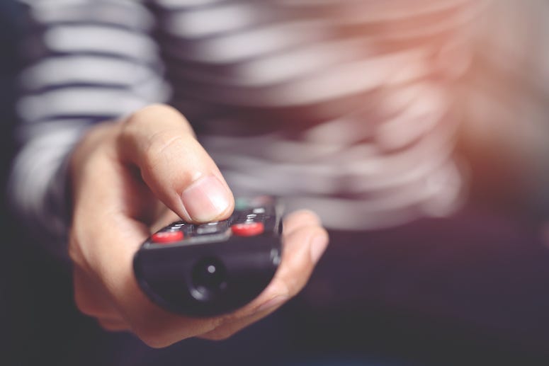 TV, Remote, Woman