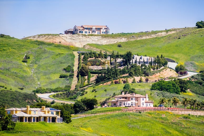 Mansion, Houses, Hill, Overlooking