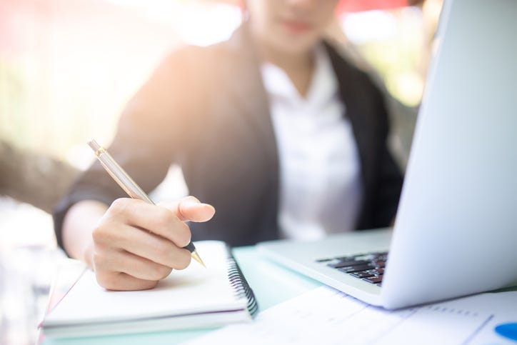 Woman using her computer.