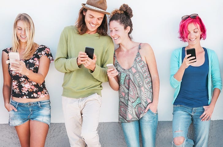 People on their phones