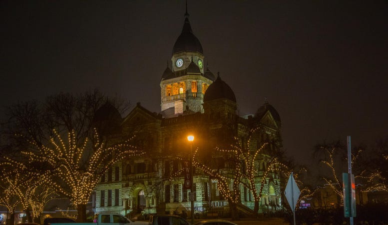 Denton, Texas City Hall at Night