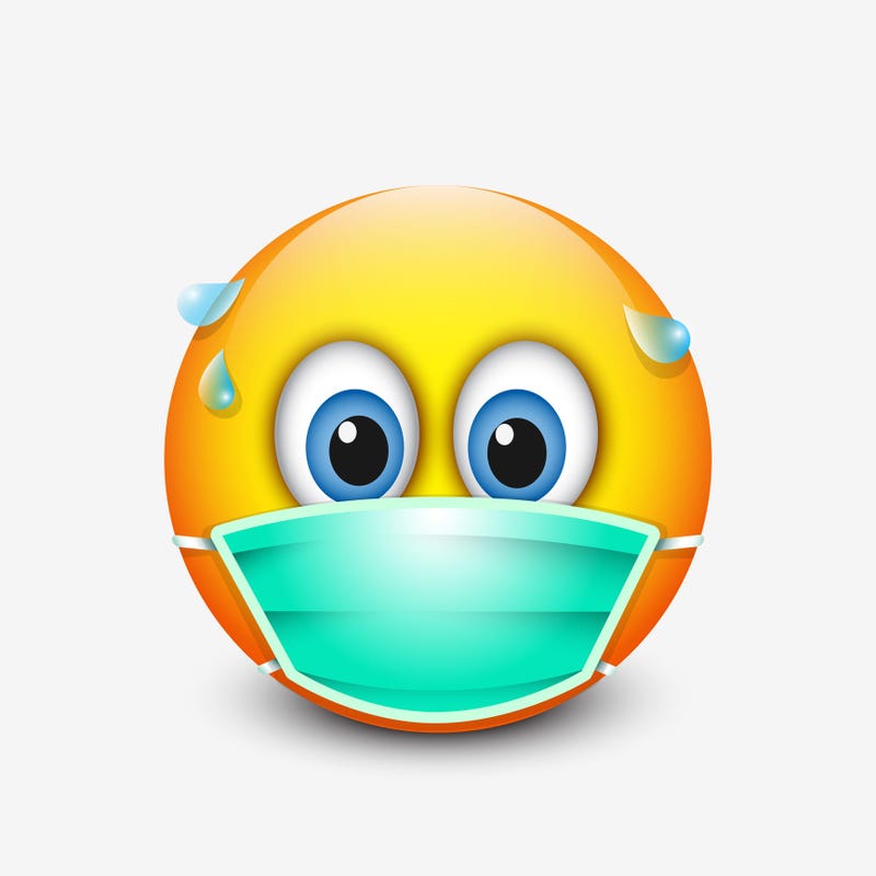 Cute emoticon wearing medical mask - emoji - vector illustration