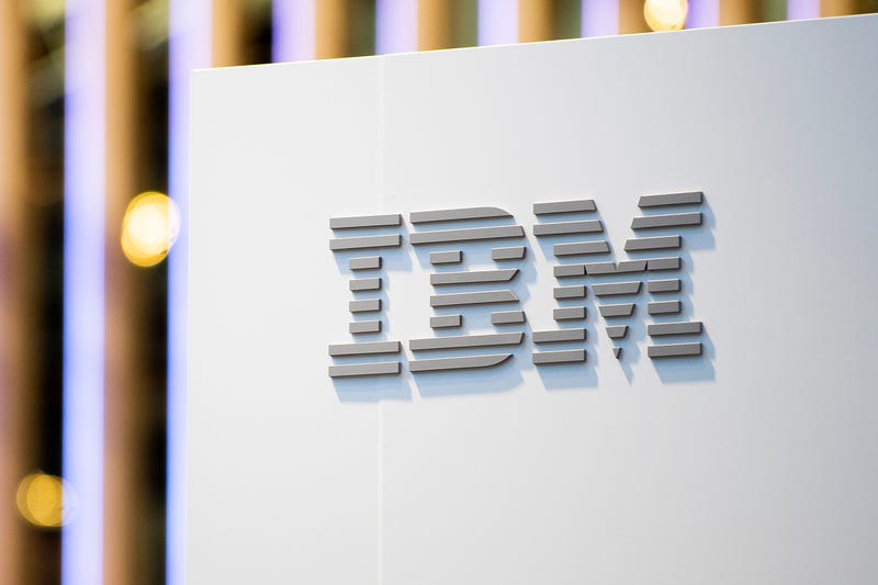 BARCELONA, SPAIN - FEBRUARY 26: A logo sits illumintated outside the IBM booth on day 2 of the GSMA Mobile World Congress 2019 on February 26, 2019 in Barcelona, Spain.