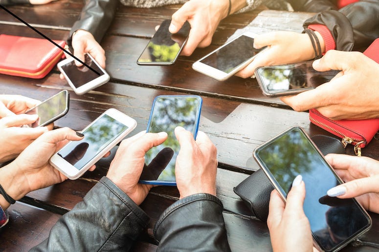 Teenagers, Cell Phones, Smartphones, Table
