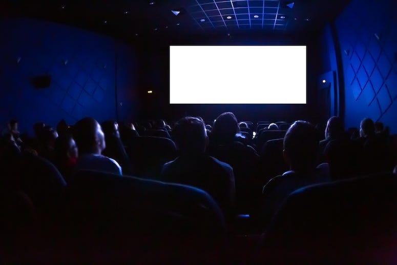 People, Watching Movie, Cinema, Theater, White Screen
