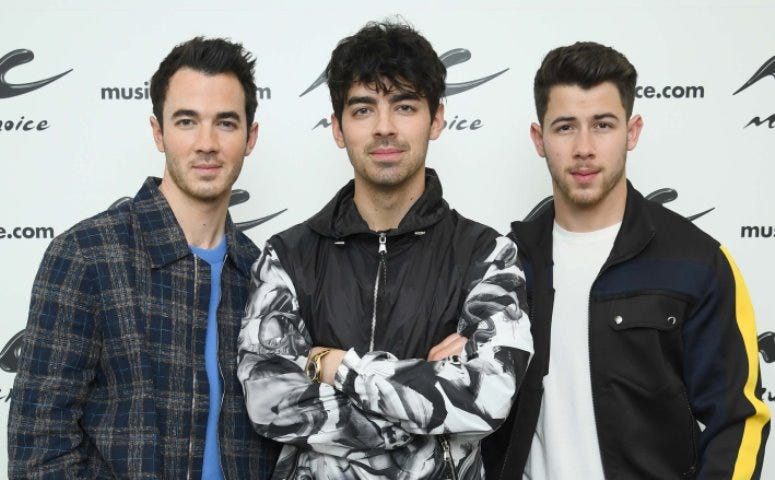 NEW YORK, NEW YORK - MARCH 01: (EXCLUSIVE COVERAGE) Kevin Jonas, Joe Jonas, Nick Jonas of The Jonas Brothers Visit Music Choice on March 01, 2019 in New York City. 