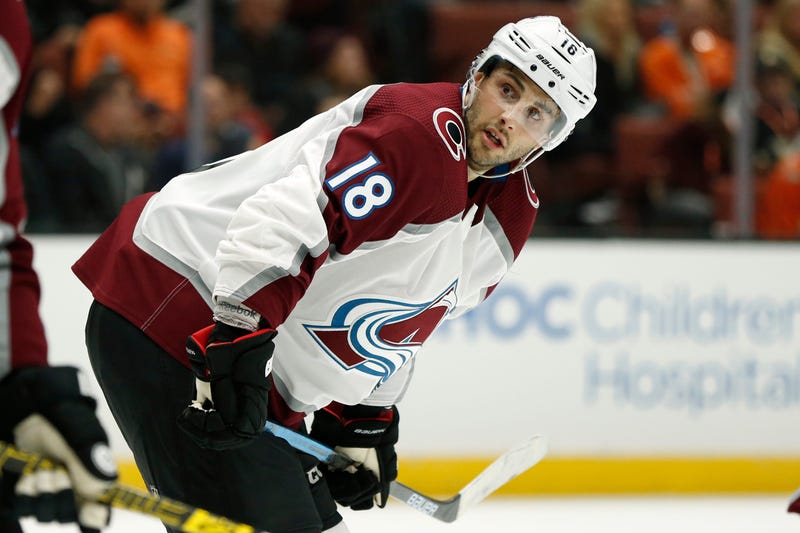Derick Brassard #18 of the Colorado Avalanche looks on during the third period against the Anaheim Ducks at Honda Center