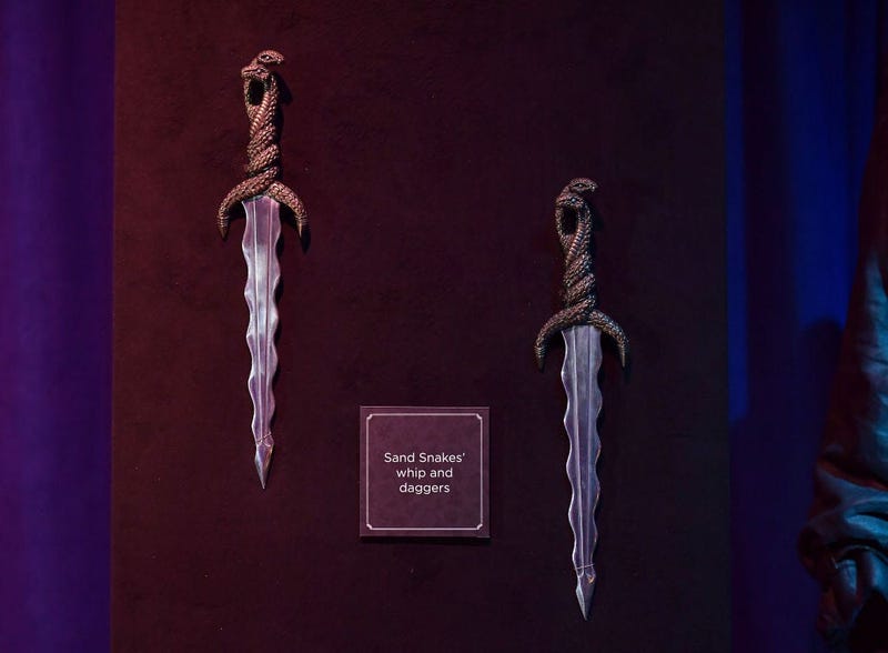 Sand Snakes' daggers can be seen on display at the Game Of Thrones: The Touring Exhibition press launch at Titanic Exhibition Centre on April 10, 2019 in Belfast, Northern Ireland.
