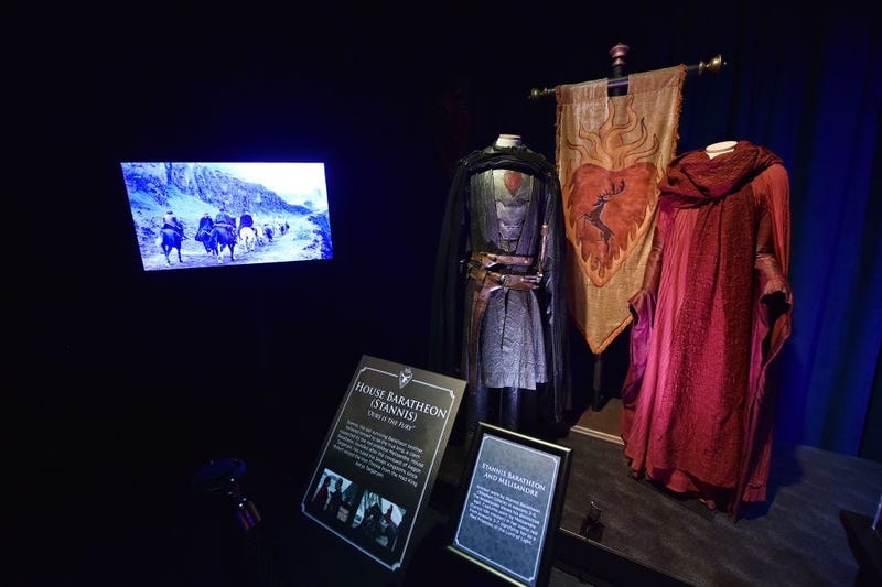 Costumes can be seen on display at the Game Of Thrones: The Touring Exhibition press launch at Titanic Exhibition Centre on April 10, 2019 in Belfast, Northern Ireland.