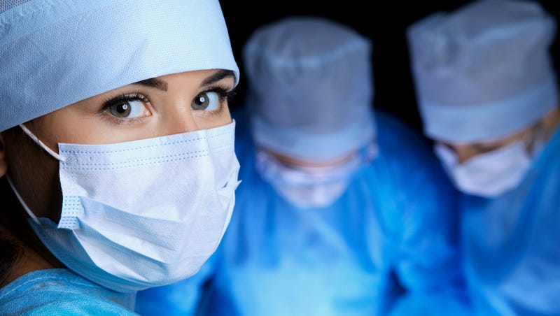 Medical worker wearing protective gear PPE