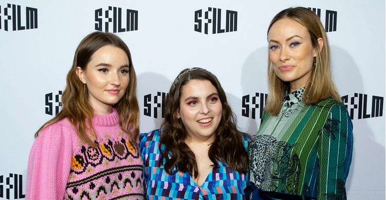 SAN FRANCISCO, CA - APRIL 16: (L-R) Kaitlyn Dever, Beanie Feldstein and Olivia Wilde attend the red carpet premiere at the Castro Theatre of "Booksmart" at the 2019 San Francisco International Film Festival on April 16, 2019 in San Francisco, California.