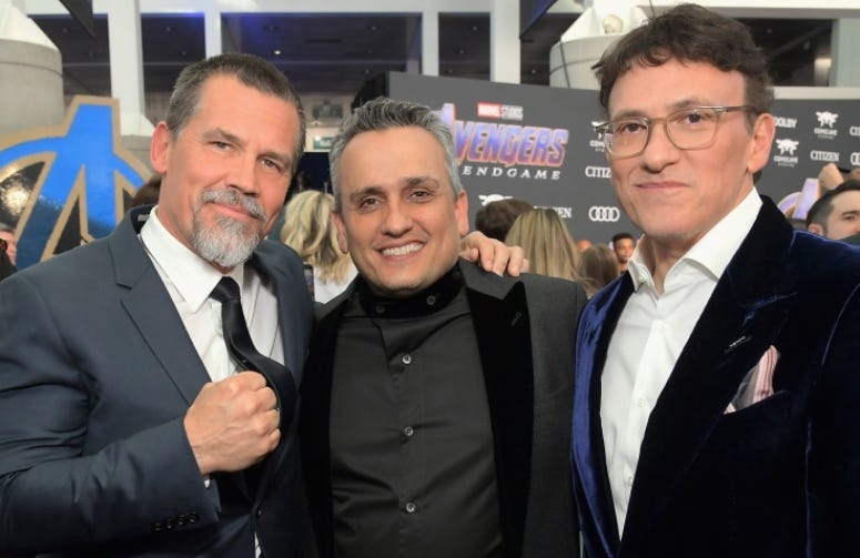 LOS ANGELES, CA - APRIL 22: (L-R) Josh Brolin, Director Joe Russo and Director Anthony Russo attend the Los Angeles World Premiere of Marvel Studios' 'Avengers: Endgame' at the Los Angeles Convention Center on April 23, 2019 in Los Angeles, California.