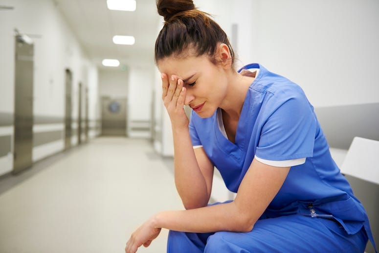 Female, Nurse, Hospital, Headache