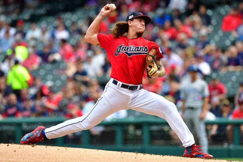 CLEVELAND, OHIO - APRIL 07: Starting pitcher Mike Clevinger #52 of the Cleveland Indians pitches during the first inning against the Toronto Blue Jays at Progressive Field on April 07, 2019 in Cleveland, Ohio. (Photo by Jason Miller/Getty Images)