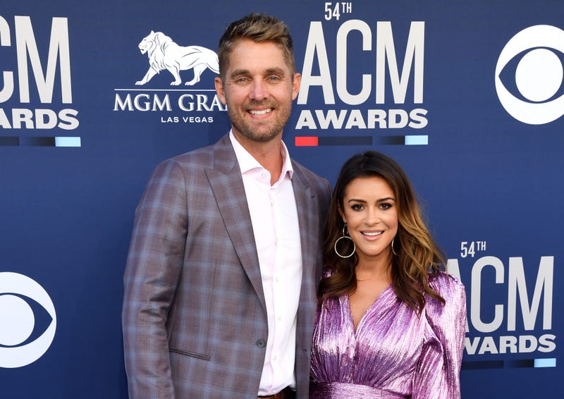 Brett Young and Taylor Mills attend the 54th Academy Of Country Music Awards at MGM Grand Garden Arena on April 07, 2019 in Las Vegas, Nevada.