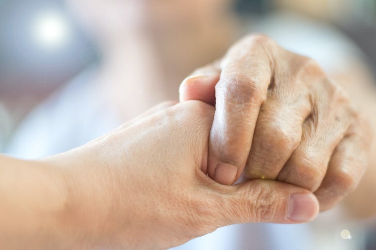 Couple, Elderly, Holding Hands, Care