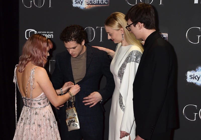 Maisie Williams, Kit Harington, Sophie Turner and Isaac Hempstead Wright attend the 'Game of Thrones' Season 8 screening at the Waterfront Hall on April 12, 2019 in Belfast, Northern Ireland.