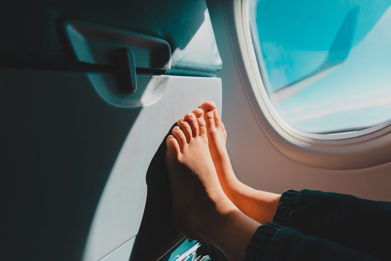 Bare Feet, Airplane, Seat, Flying