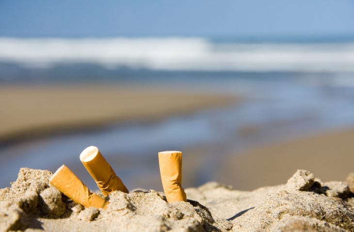 Cigarettes at the beach.