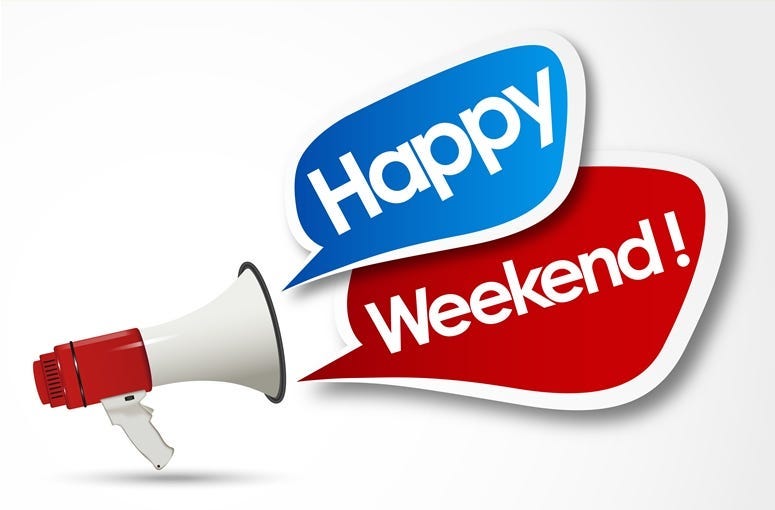 happy weekend word and megaphone