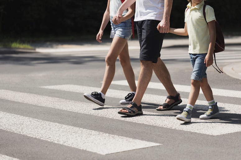 Crosswalk, Children, Walking
