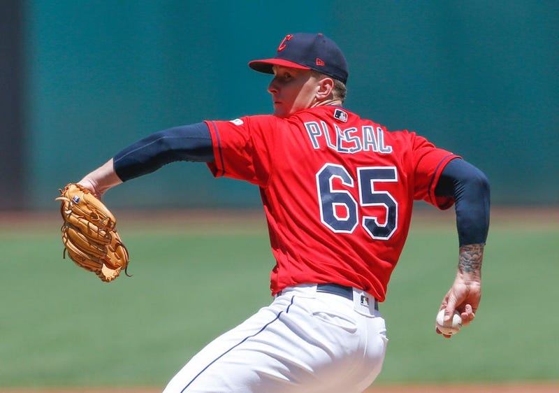 CLEVELAND, OH - JUNE 12: Zach Plesac #65 of the Cleveland Indians pitches against the Cincinnati Reds during the first inning at Progressive Field on June 12, 2019 in Cleveland, Ohio. (Photo by Ron Schwane/Getty Images)