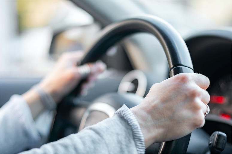 Female, Hands, Driving, Steering Wheel
