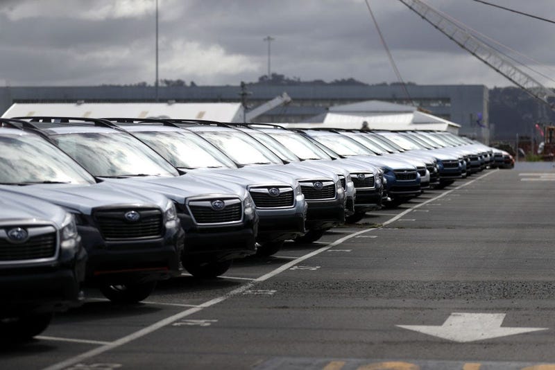 Brand new Subaru cars sit in a lot at Auto Warehousing Company near the Port of Richmond on May 17, 2019 in Richmond, California.