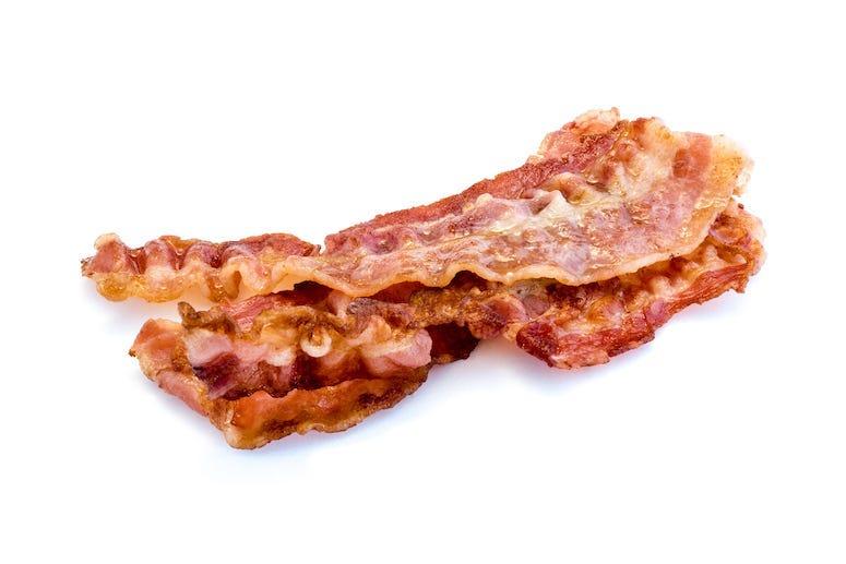 Bacon, Isolated, White Background