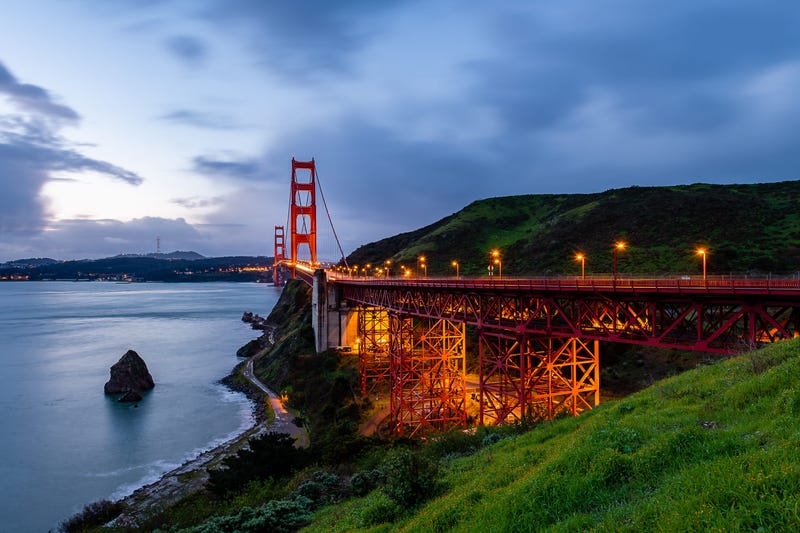 A view of the Golden Gate Bridge from the Marin headlands.