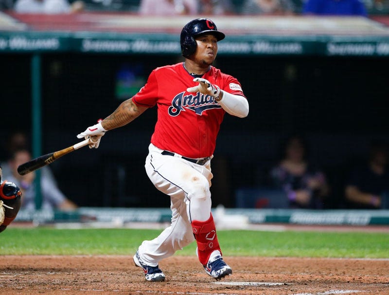CLEVELAND, OH - JULY 15: Jose Ramirez #11 of the Cleveland Indians hits a two run double off Victor Alcantara #58 of the Detroit Tigers during the seventh inning at Progressive Field on July 15, 2019 in Cleveland, Ohio. (Photo by Ron Schwane/Getty Images)