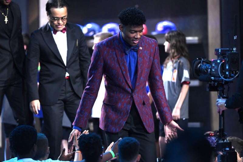 Rui Hachimura is introduced before the start of the 2019 NBA Draft