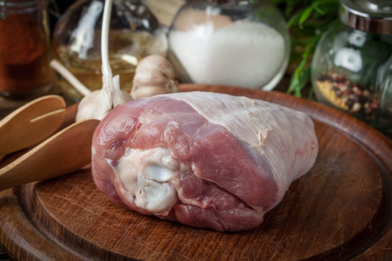 Raw Turkey, Leg, Cutting Board