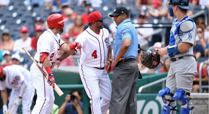 Nationals manager Dave Martinez and Adam Eaton ejected in 1st inning vs. Dodgers.
