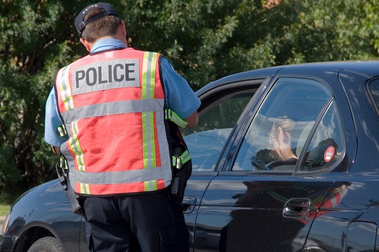 Police, Car, Pulled Over, Speeding Ticket