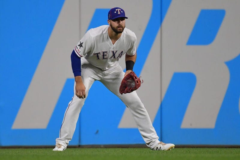 Joey Gallo #13 of the Texas Rangers participates in the 2019 MLB All-Star Game at Progressive Field on July 09, 2019 in Cleveland, Ohio. 