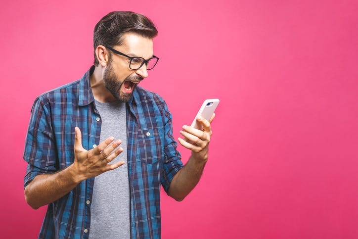 Man Upset with Technology