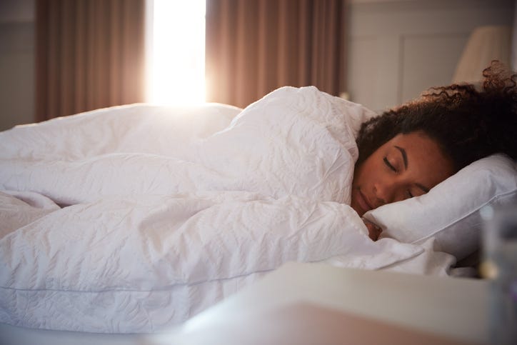 A woman sleeping.