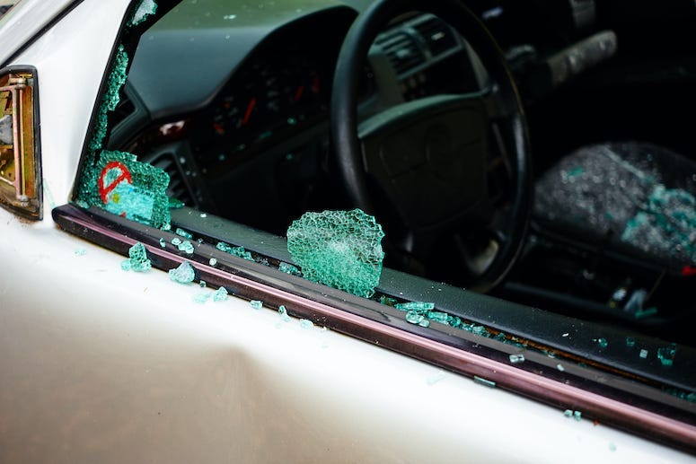 Car, Broken Window, Shards