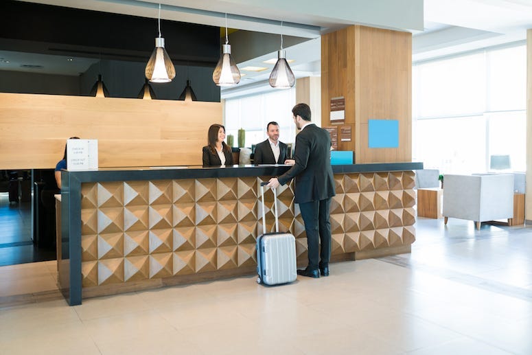 Hotel Lobby, Clerks, Check In, Luggage