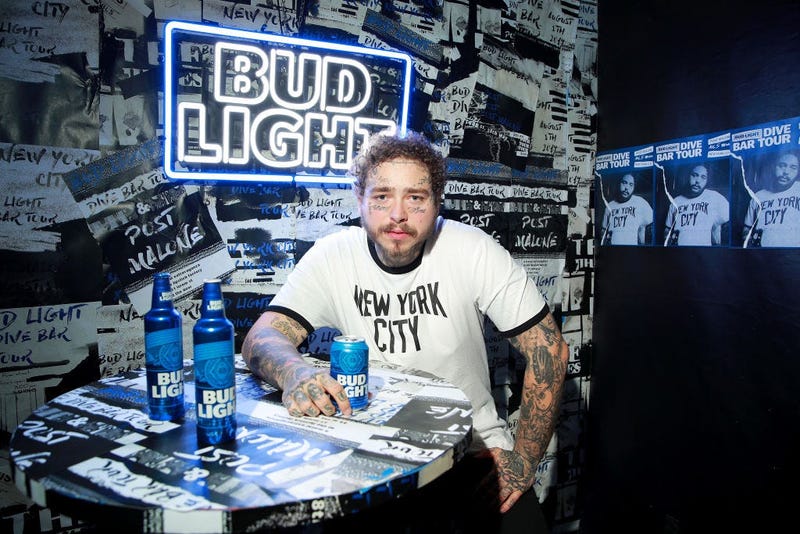 Post Malone with a Bud Light 