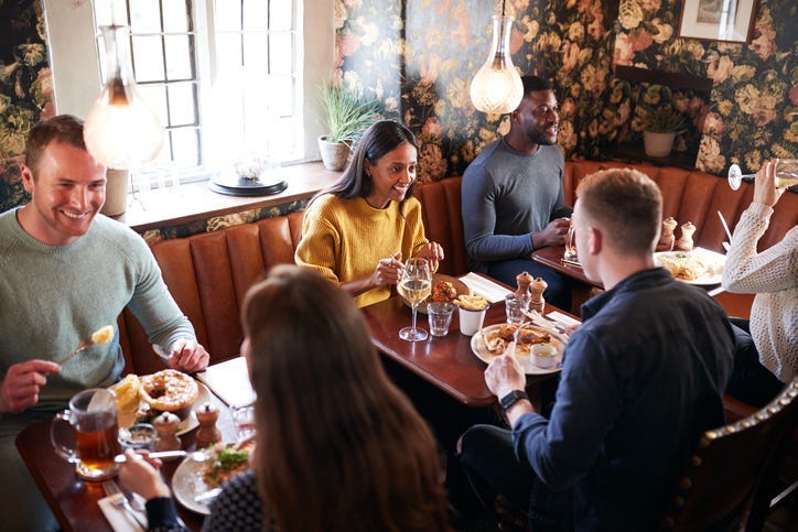 People eating at a restaurant.
