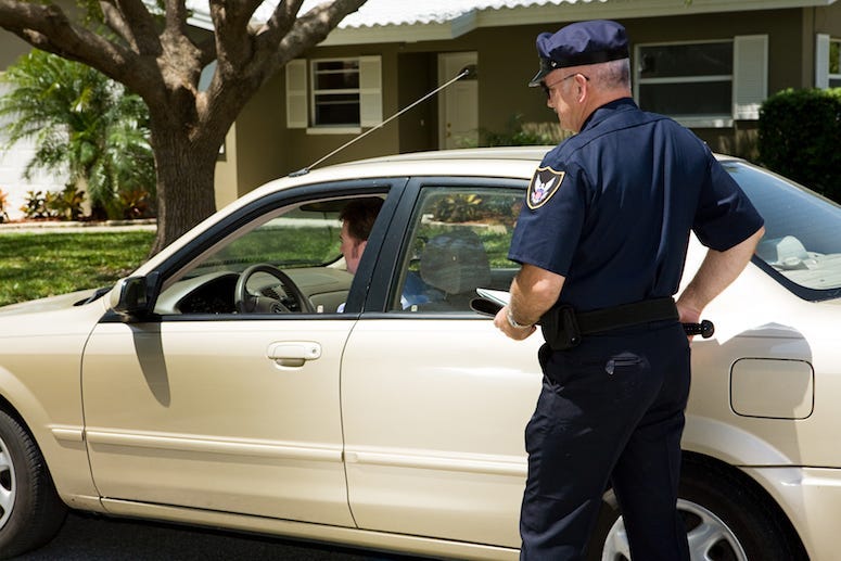 Police, Officer, Traffic Stop, Pulled Over, Car, Neighborhood