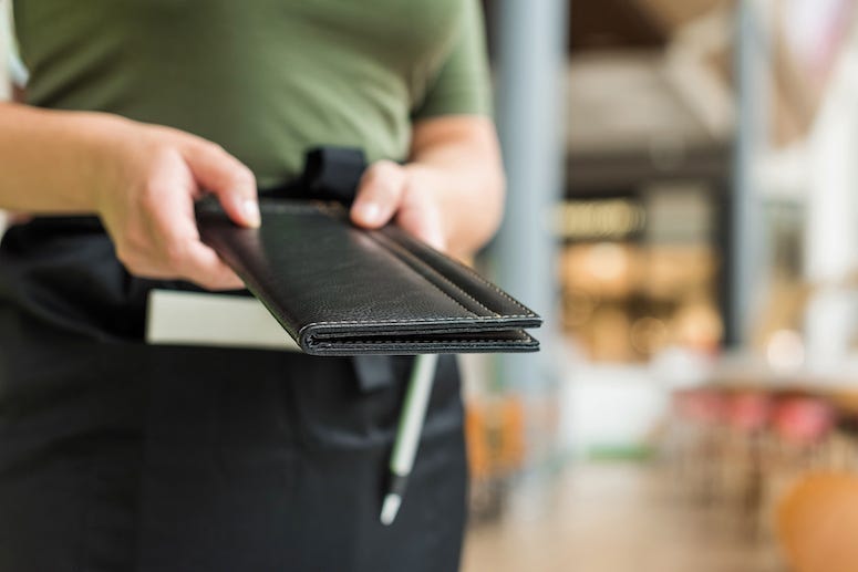 Woman, Waitress, Bill, Bill Folder, Restaurant